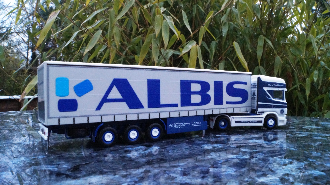 305648 - Herpa - Scania R TL Gardinenplanen-Sattelzug "Pohlmann / Albis"