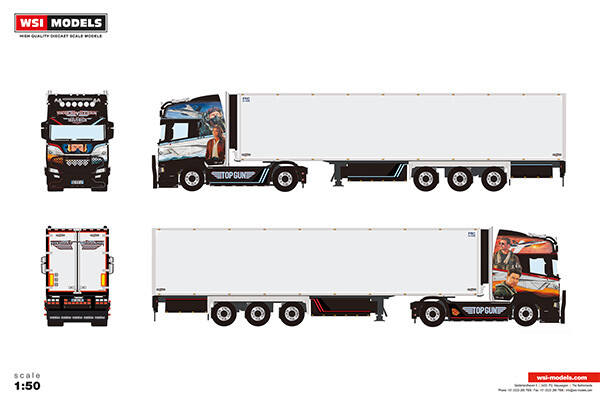 01-5292 - WSI - Scania R Highline 4x2 mit 3achs Kühlauflieger - Nicolas Villard/Maverick TopGun - FR