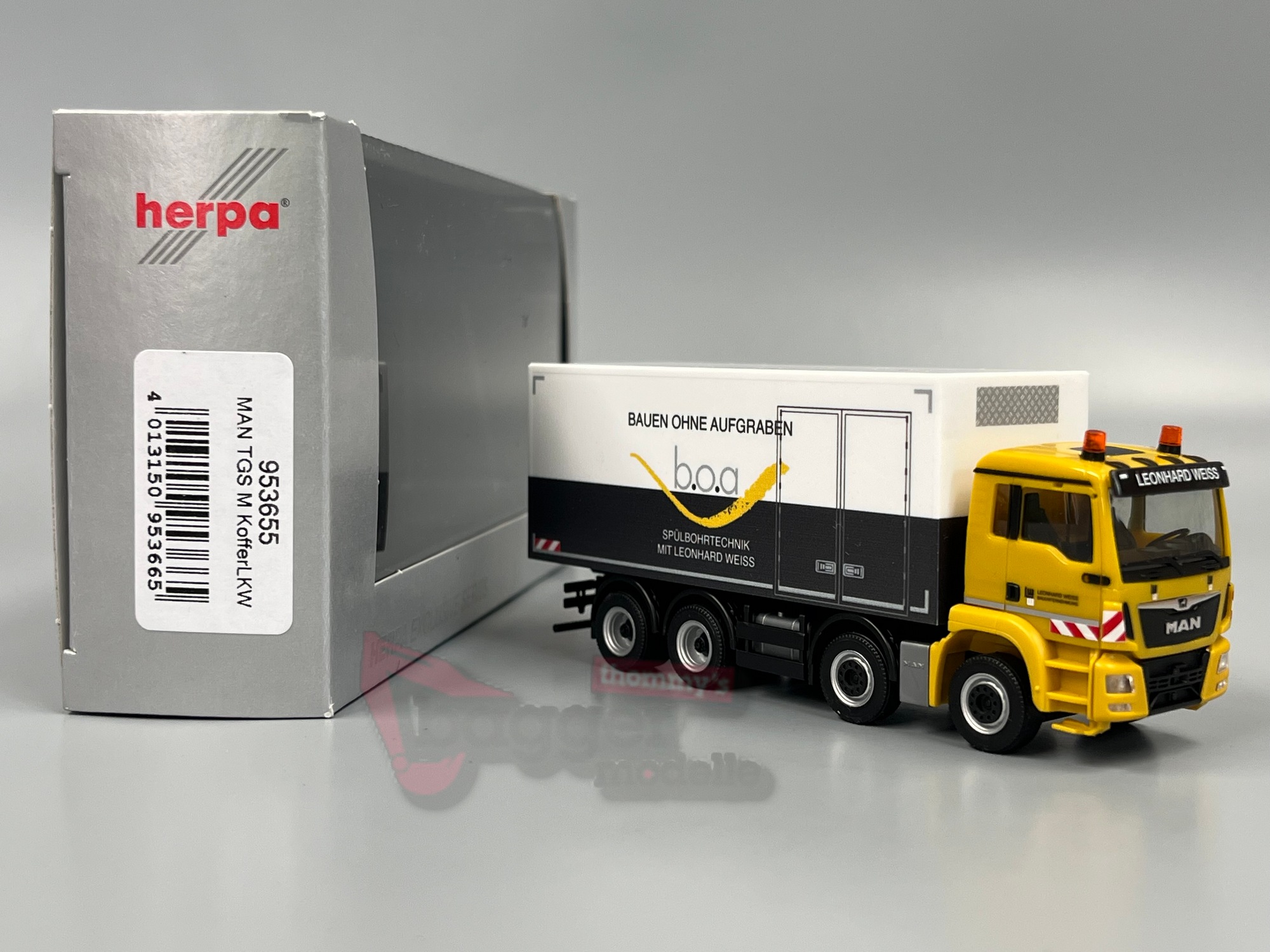 953655 - Herpa - MAN TGS M 8x4 Koffer-LKW "Leonhard Weiss / Bohrtechnik"