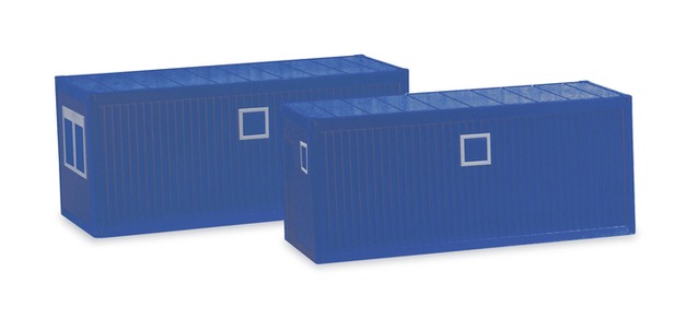 053600-3 -Herpa  Zubehör Baucontainer, enzianblau (2 Stück)