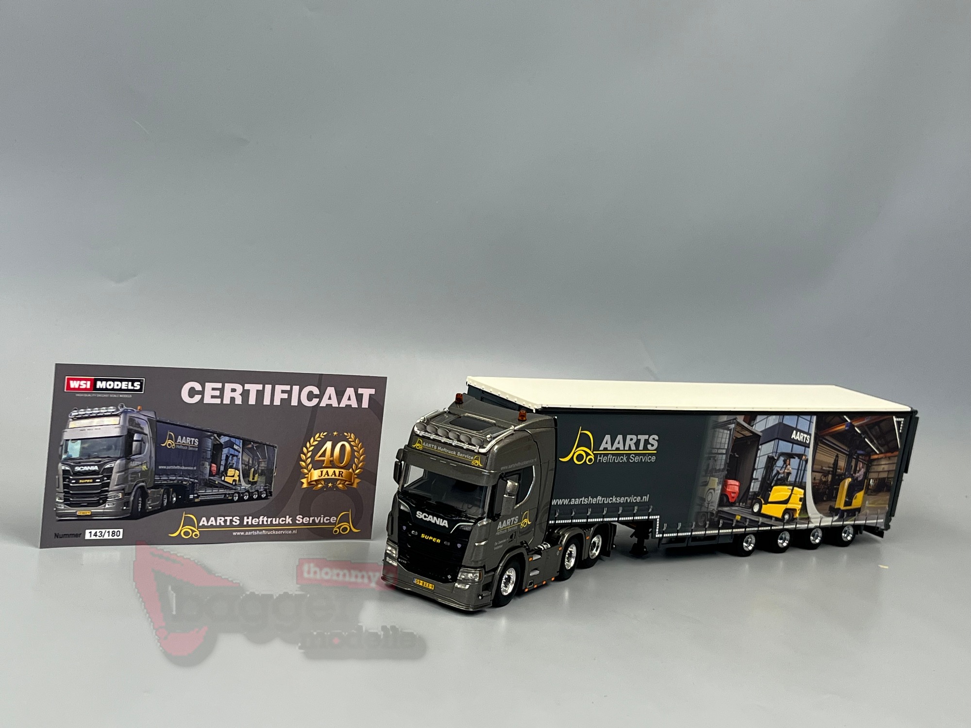 01-4908 - WSI - Scania CRR20H 6x2 mit 4achs Volumenauflieger - Aarts Heftruck Service - NL