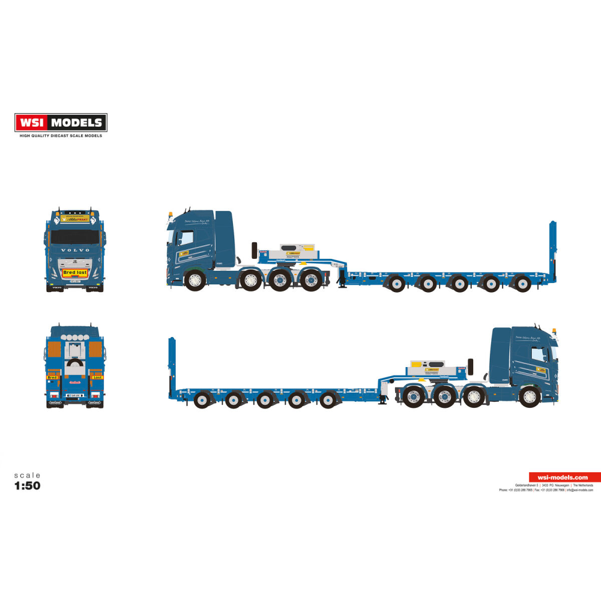 01-5449 - WSI - Volvo FH5 Globetrotter XL 8x4 mit 5achs Manoovr Tieflader - Akka Frakt - SWE
