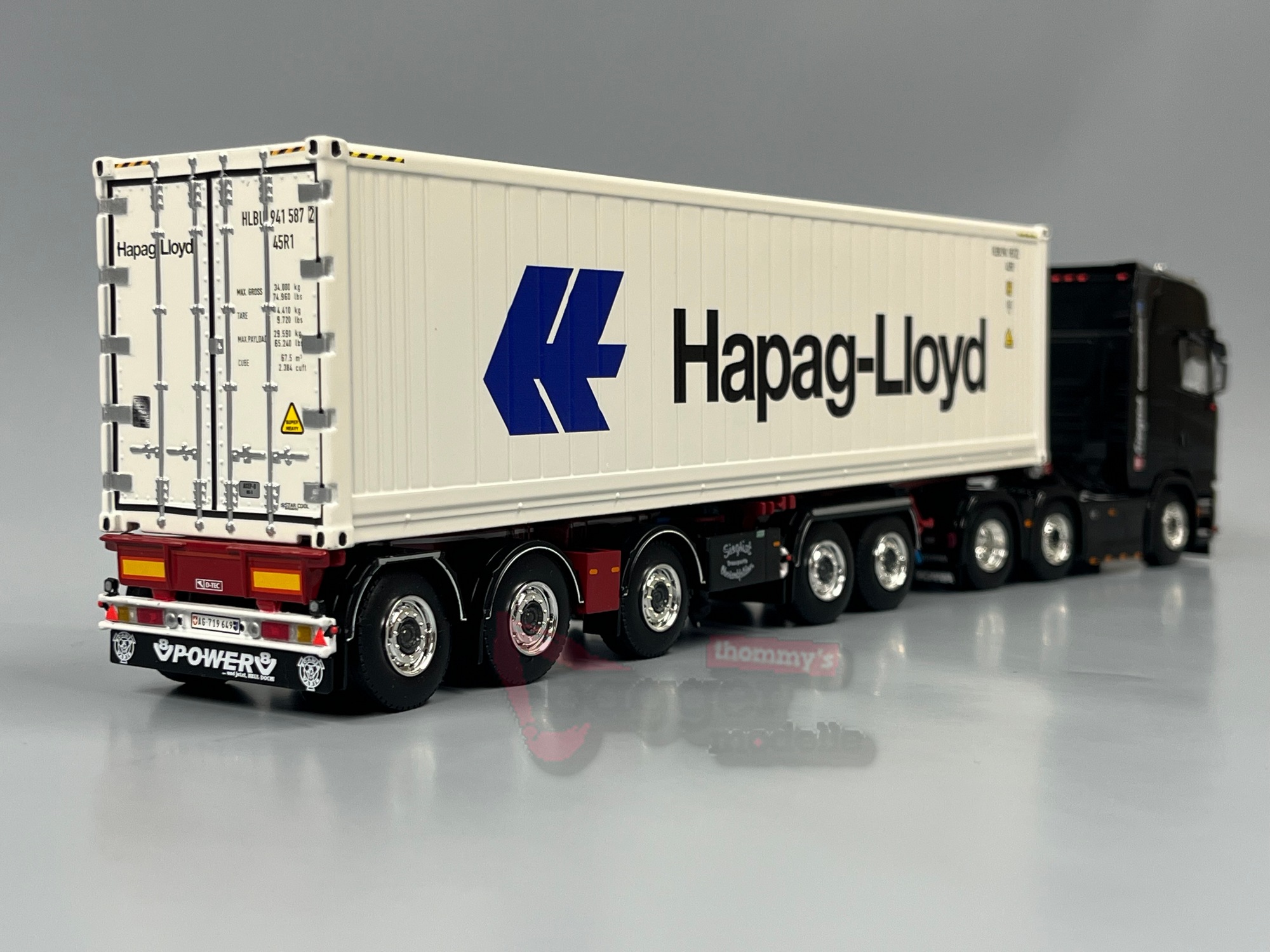 02-3359 - WSI - Scania S Highline CS20H Kombianhänger – 5 Ach + 40-Fuß-Kühlcontainer -Siegrist Thermoking Hapag Lloyd- CH