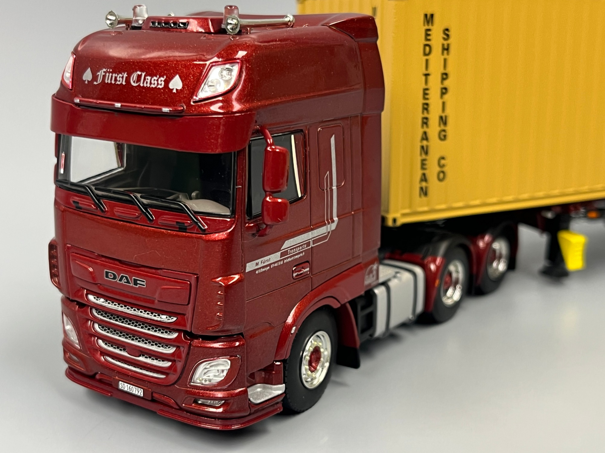 02-3275 - WSI -  DAF XF SUPER SPACE CAB MY2017 6X2 TAG Achs Container Auflieger - 3 Achs + 40FT Container "Fürst MSC" -CH