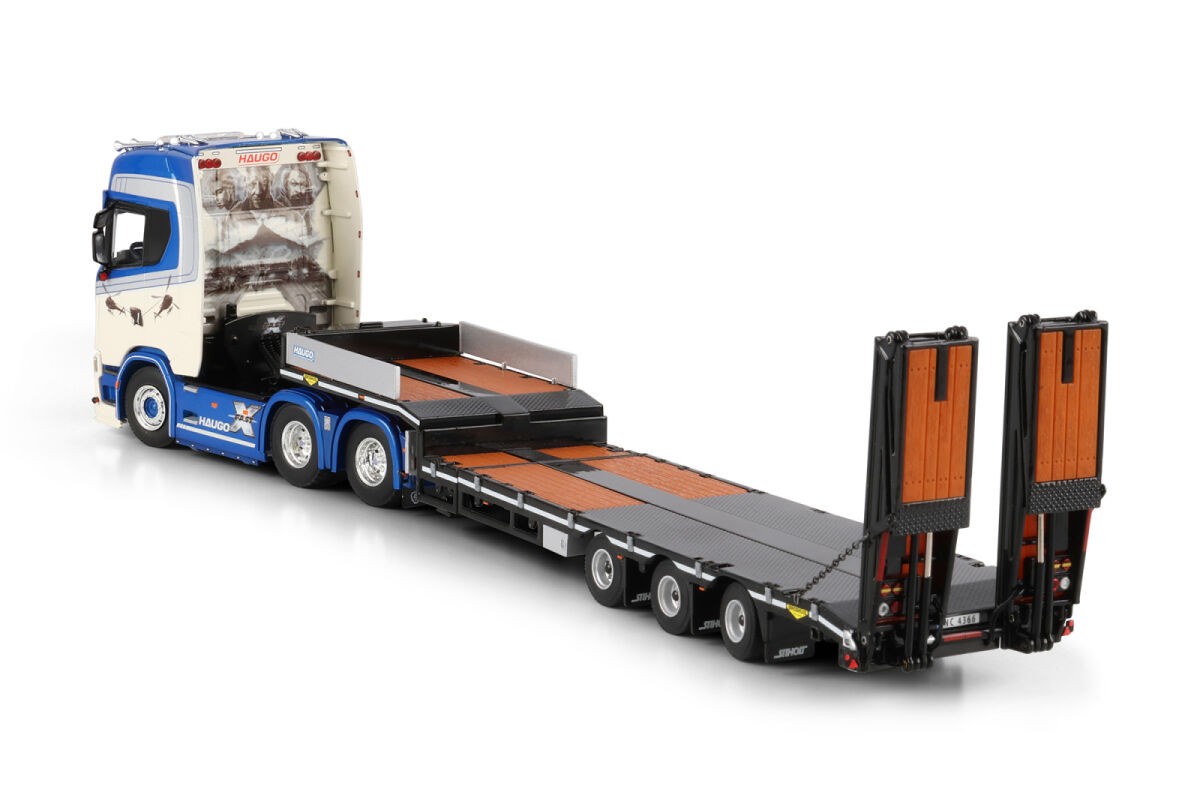 01-4974 -WSI - Scania S Highline CS20H ​​​​6X4 SEMI-TIEFLADER MIT RAMPEN – 3 achs  Haugo Spezialoppdrag