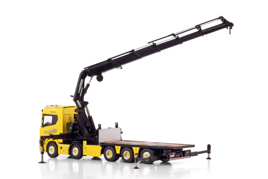 02-3355 - WSI - Scania R Normal CR20N Pritschen LKW mit Fassi 1100 + Jib - Schmid- CH