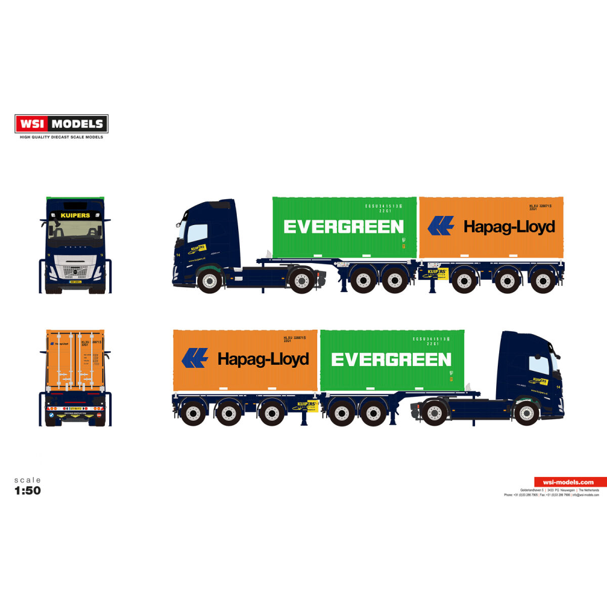 01-4949 -WSI - Volvo FH Aero Globetrotter XL 4x2 mit 5achs Containerauflieger - Kuipers - NL