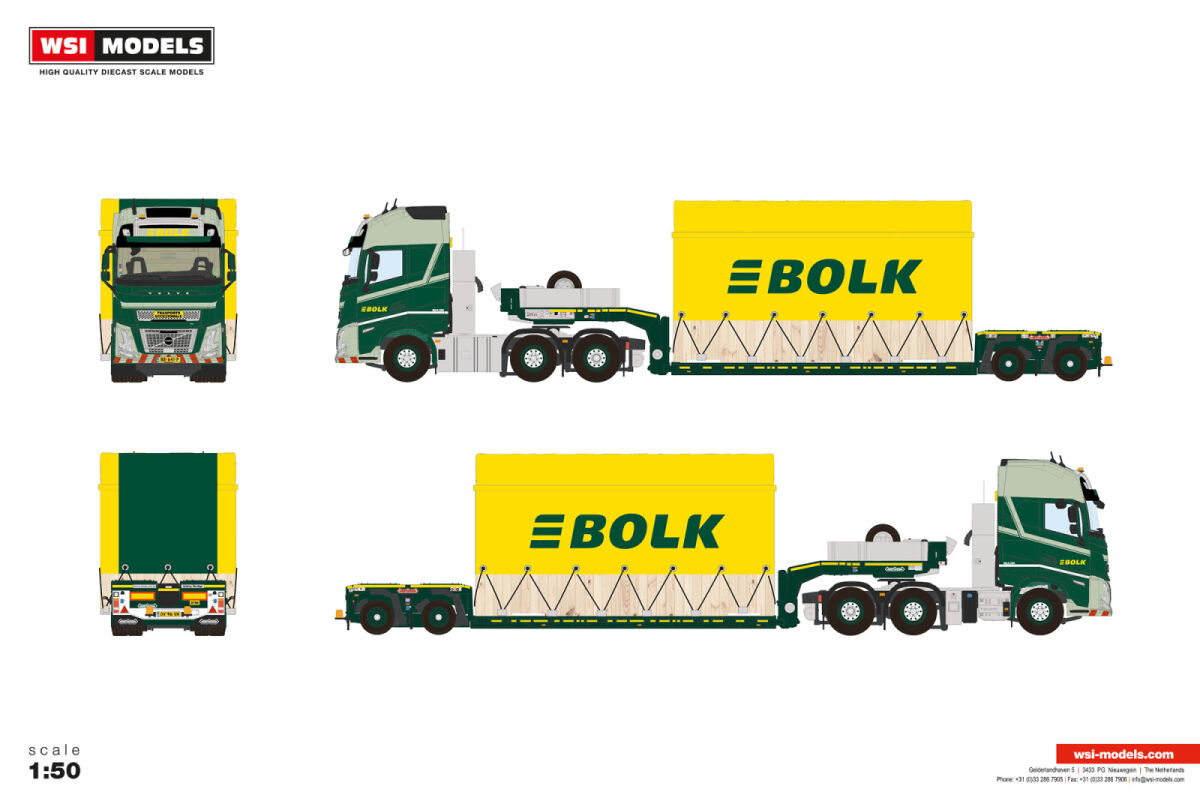 01-5387 - WSI - Volvo FH Aero GL 6x2 mit Tieflader und Ladegut - BOLK - NL