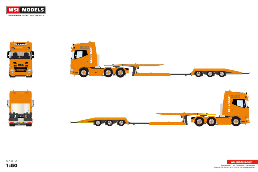 01-5326 - WSI - DAF XG+ 6x2 mit 3achs LKW Transportauflieger - Clean Mat Trucks - NL