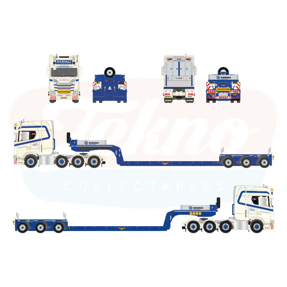 91064 - Tekno - Scania NGS Highline 8x4 Schwerlastzugmaschine mit 3-achsigem Broshuis Tieflader- Fa+ / Twan Bierings