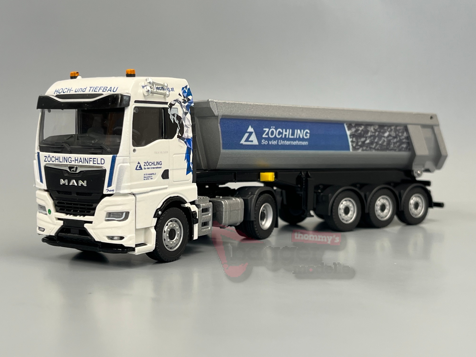 80231-4 - Conrad - MAN TGX GM Sattelzug mit SCHWARZMÜLLER Rundmulden Sattelkipper - Zöchling