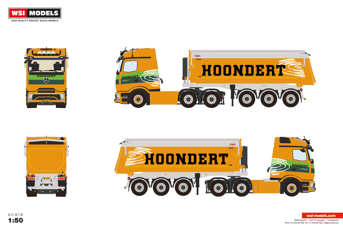 01-5546 - WSI - Mercedes benz Actros L- Procabin Stream ohne Lenkung Kipper -Anhänger 3achs - Hoondert-NL