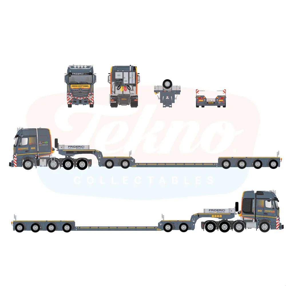 90417 - Tekno - Mercedes-Benz Actros Gigaspace 8x4 mit 2+4 Tieflader - Friderici - CH