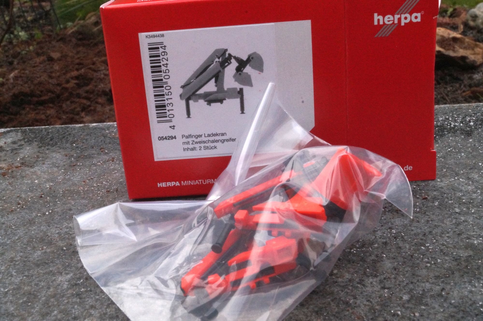 054294 -Herpa - Zubehör Palfinger Ladekran mit Zweischalengreifer (2 Stück)