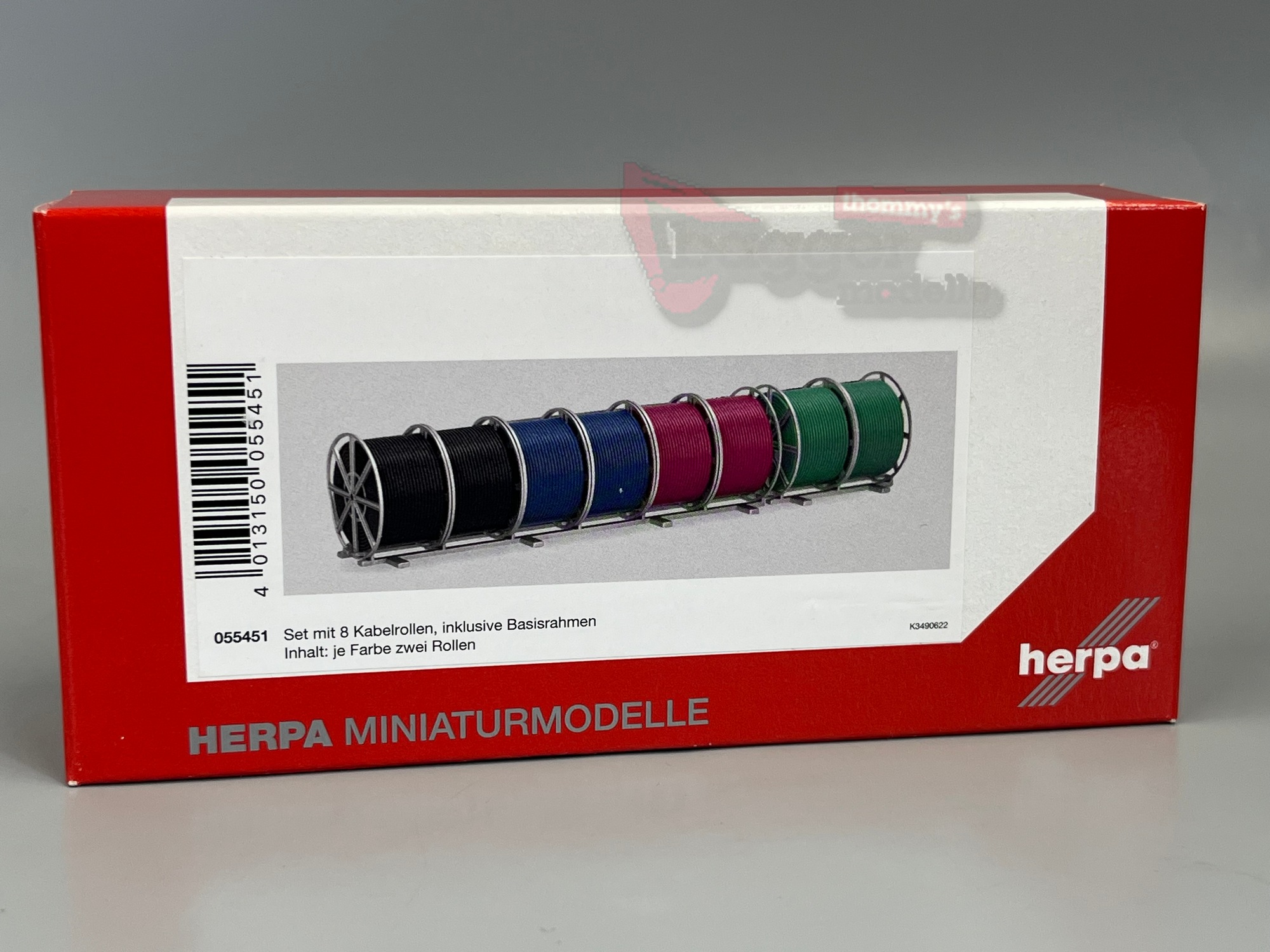 055451 -Herpa - Zubehör: Set mit 8 Kabelrollen und Basisrahmen 1:87