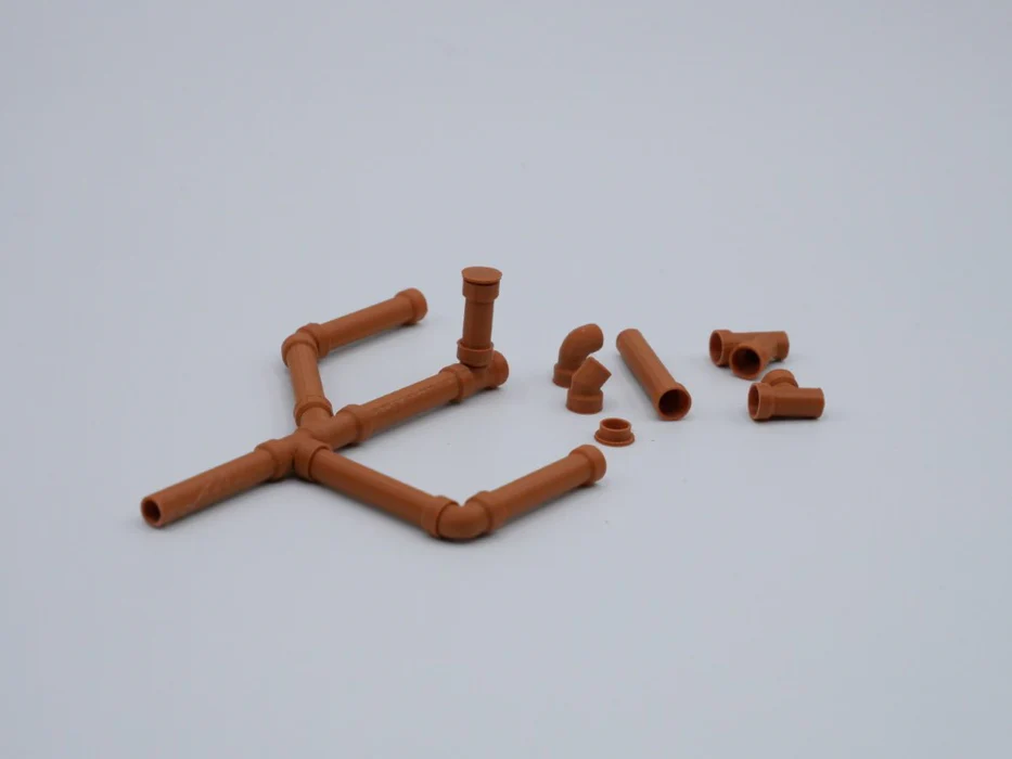 150118 -3D-Faktory - KG-Rohre DN200 - Rohre, Bögen und Abzweigungen - Maßstab 1:50 - Orangebraun