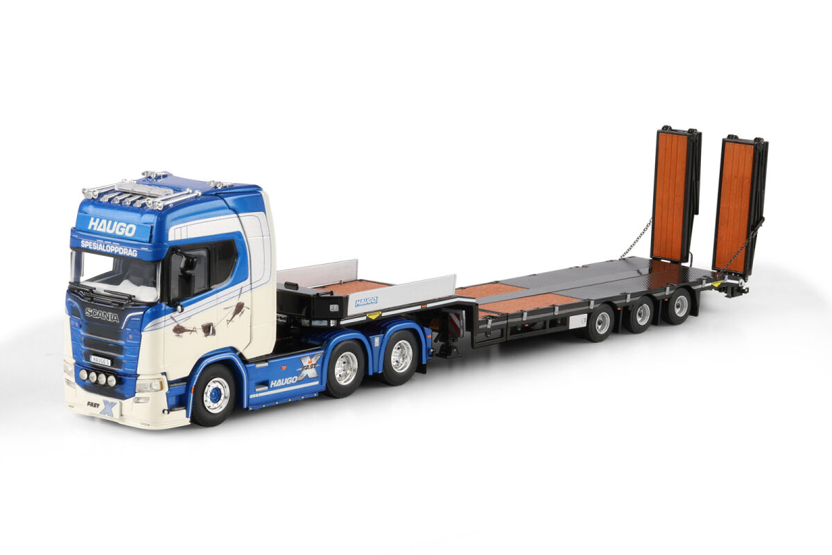 01-4974 -WSI - Scania S Highline CS20H ​​​​6X4 SEMI-TIEFLADER MIT RAMPEN – 3 achs  Haugo Spezialoppdrag