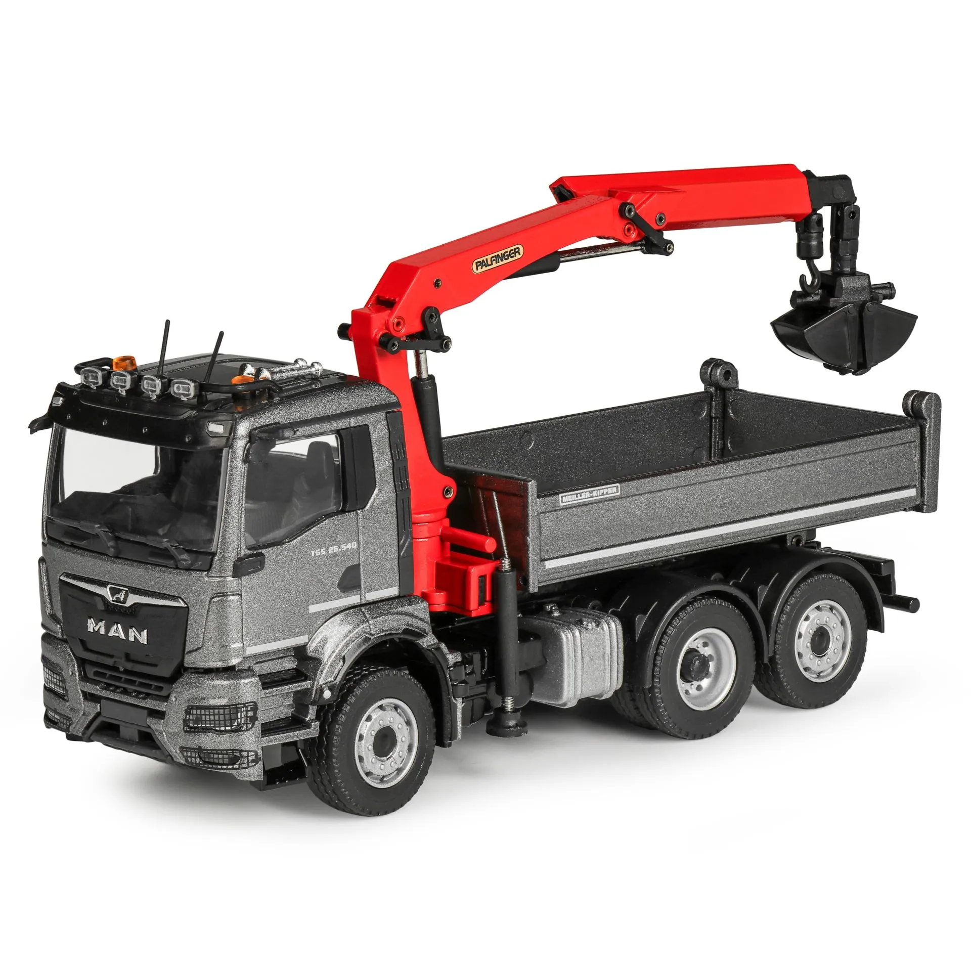 81237 - Conrad - MAN TGS NN 6x2 Krankipper mit Palfinger Ladekran  silber