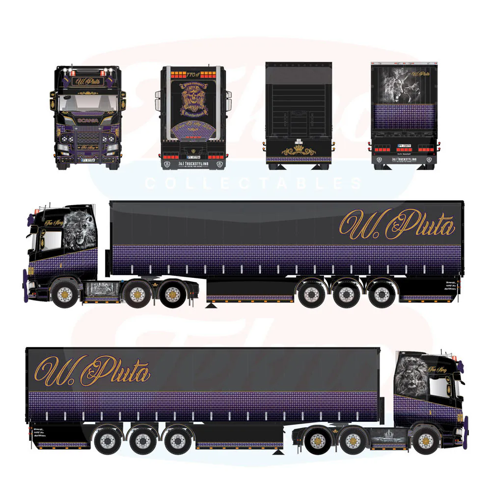 90874 -Tekno - Scania NGS Highline 6x2 mit Planenauflieger "PLUTA" PL