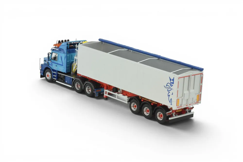 86819 - Tekno - Scania 143H Hauber 6x2 mit Stas Großraumkippmuldenauflieger - Frank Nielsen - DK