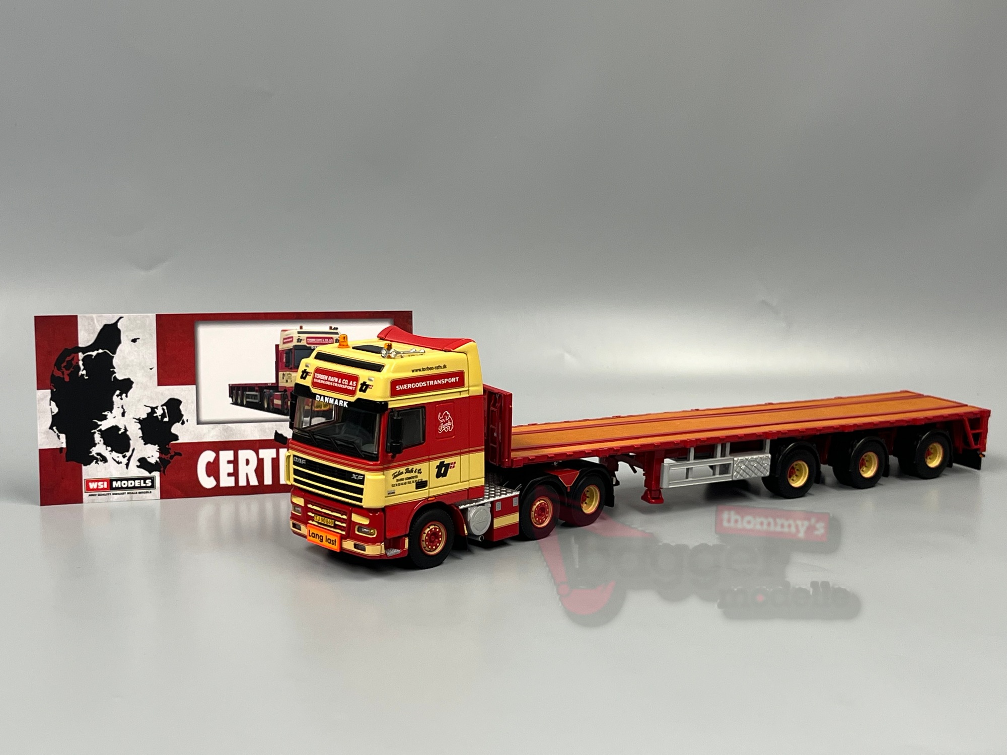 01-4446 - WSI - DAF XF95 SSC 6x2 mit 3achs Flachbettauflieger - Torben Rafn - DK