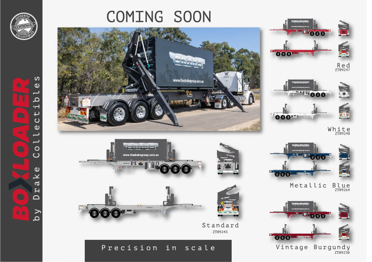 09248 - Drake - Box Loader Side Loading Trailer mit  Container. weiß