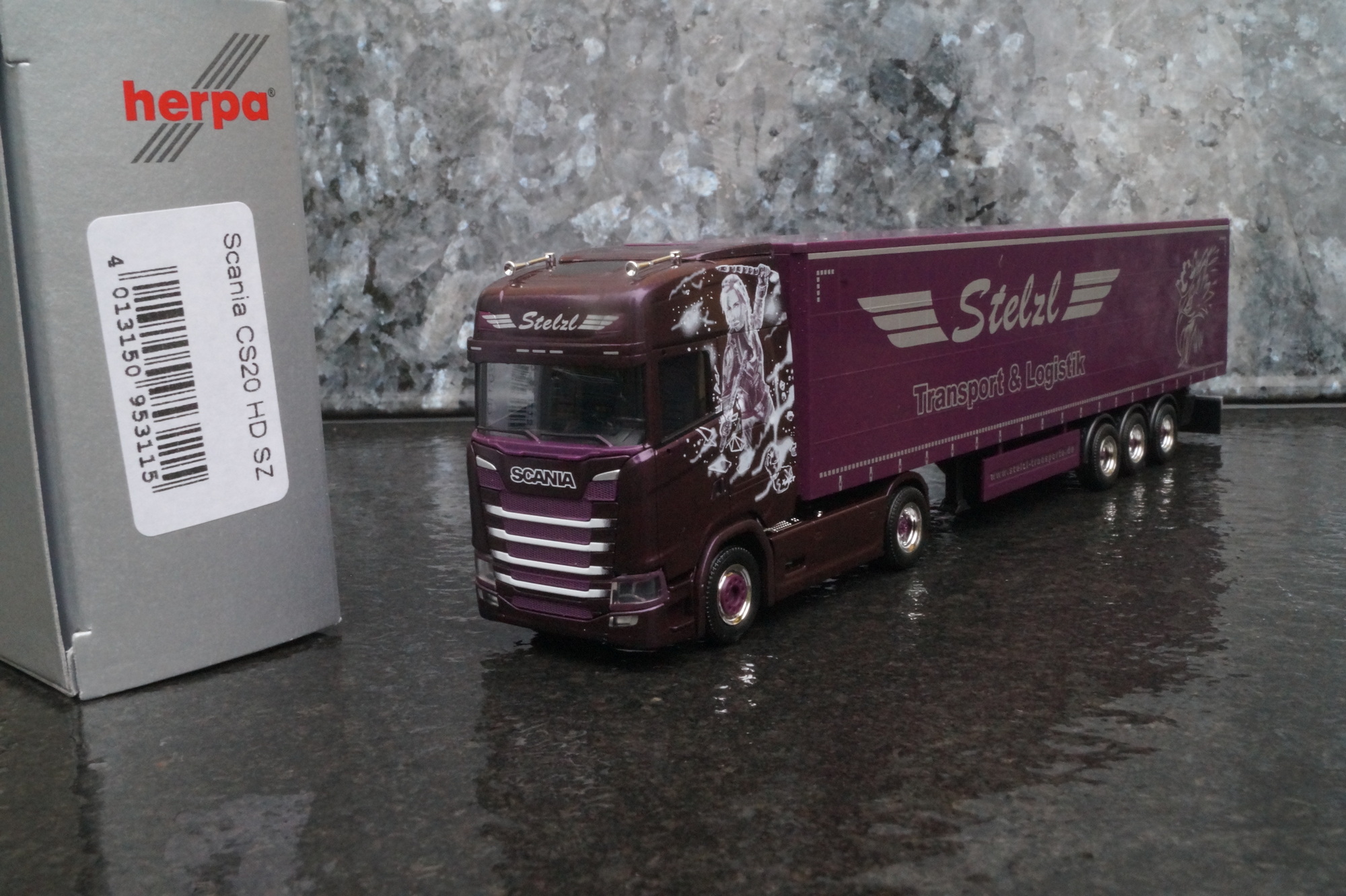953115 - Herpa -Scania CS 20 Gardinenplanen Sattelzug Stelzl"
