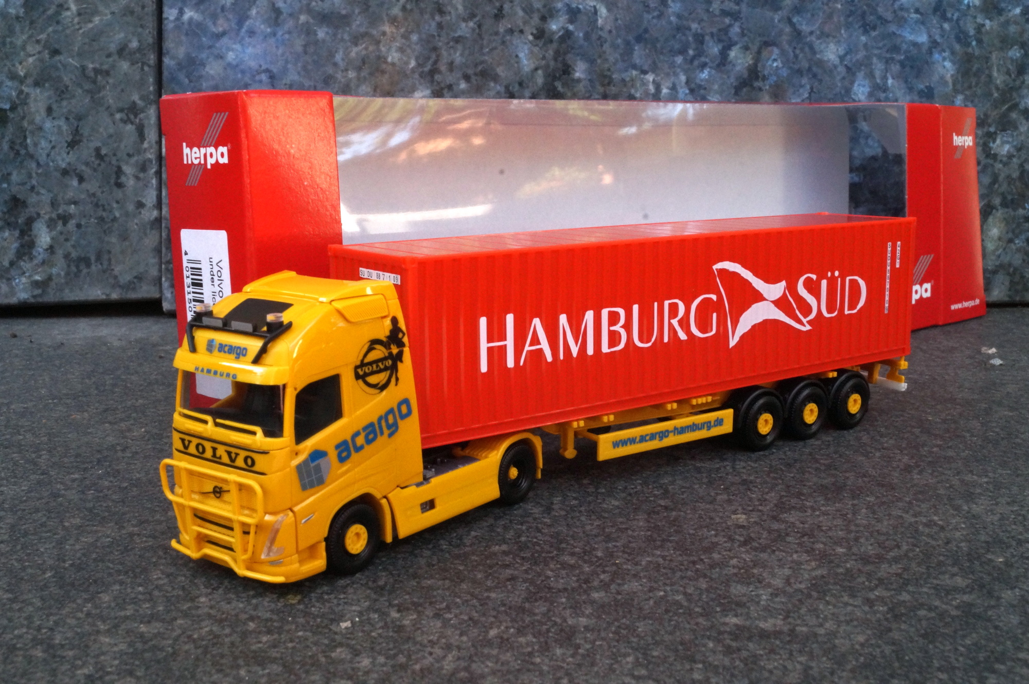 316347 - Herpa - Volvo FH Gl. XL 2020 Container-Sattelzug "Acargo/  Hamburg Süd"