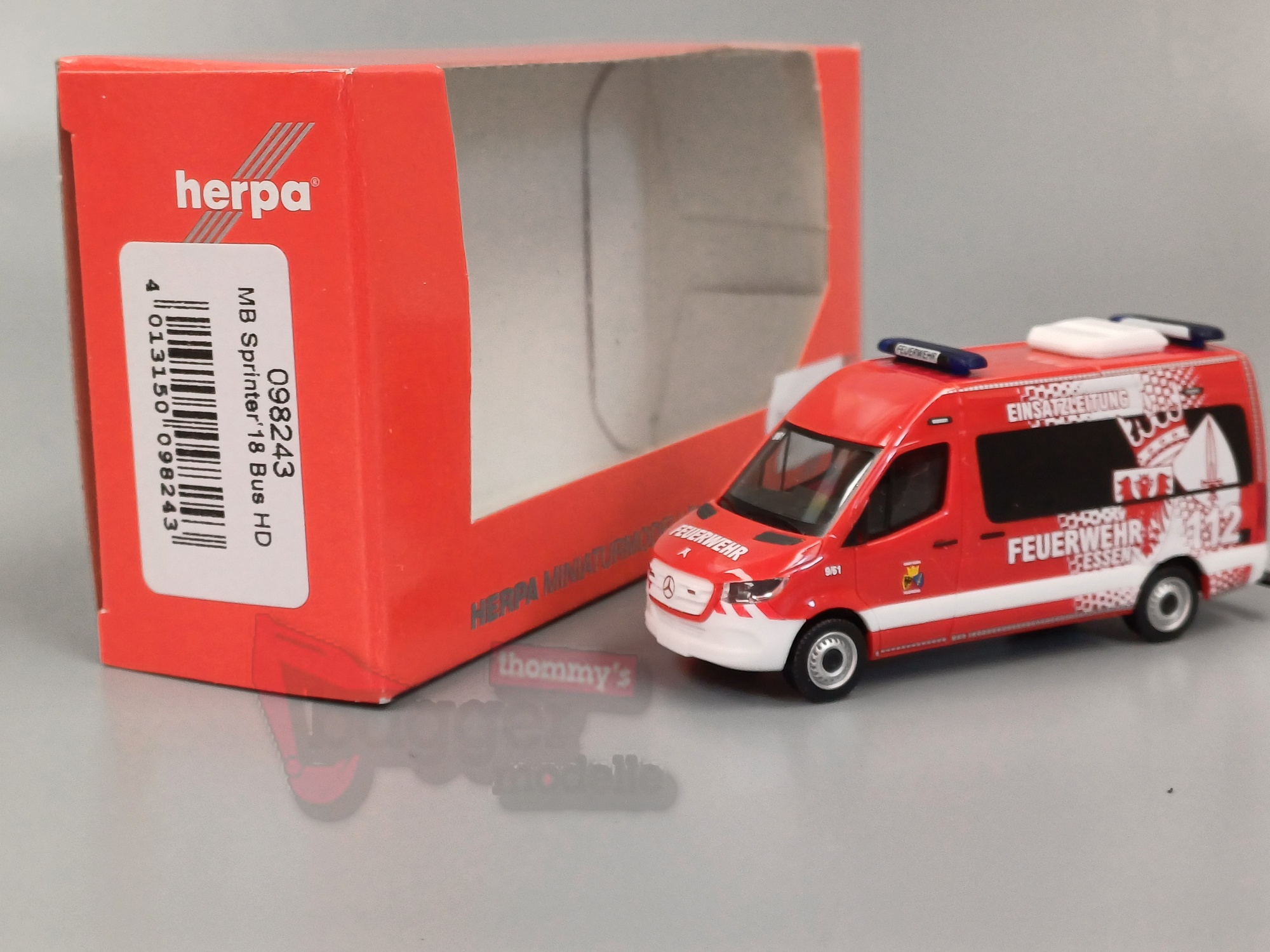 098243 - Herpa - Mercedes-Benz Sprinter 18 Bus Hochdach "Feuerwehr Essen"