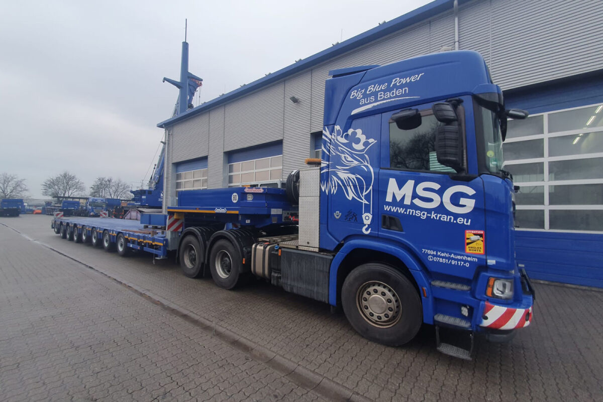 01-4122 -WSI - Scania R Highline CR20H Manoovr mit 2achs Dolly und 6achs Tieflader "MSG"