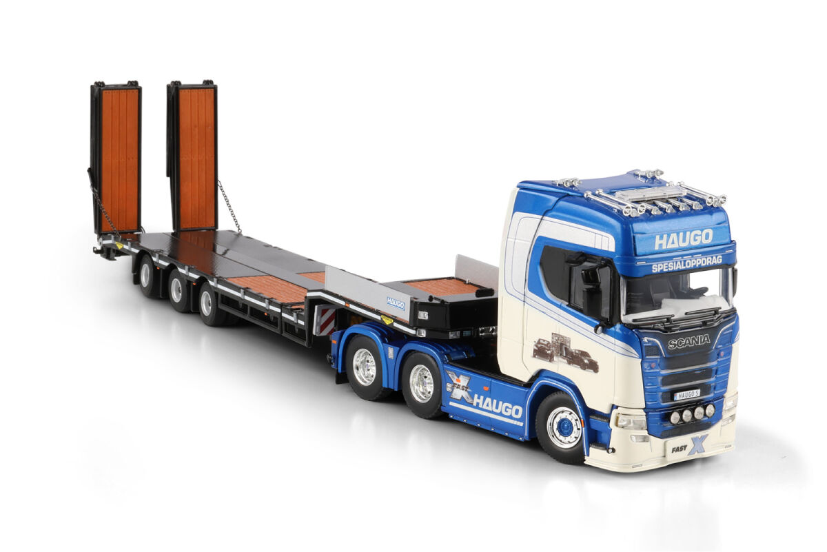 01-4974 -WSI - Scania S Highline CS20H ​​​​6X4 SEMI-TIEFLADER MIT RAMPEN – 3 achs  Haugo Spezialoppdrag