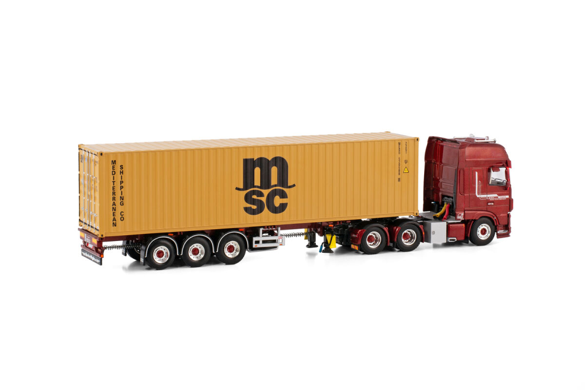 02-3275 - WSI -  DAF XF SUPER SPACE CAB MY2017 6X2 TAG Achs Container Auflieger - 3 Achs + 40FT Container "Fürst MSC" -CH