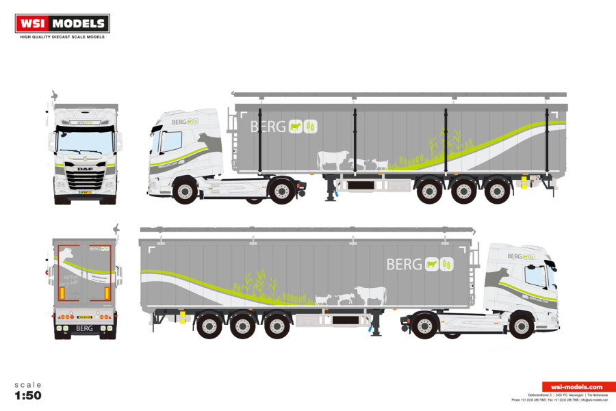 01-4985 - WSI - DAF XG 6x2 mit 3achs Schubbodenauflieger - Berg Agri - NL