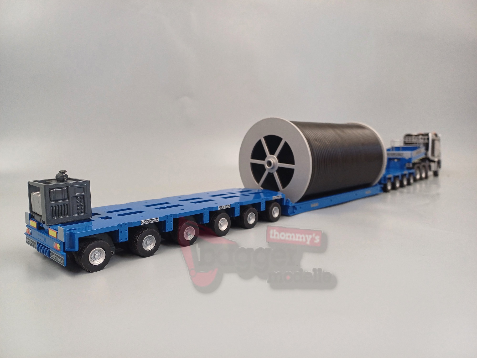 78262 - Conrad - MB Actros SLT mit GOLDHOFER Tieflader und Kabeltrommel "Goldhofer"