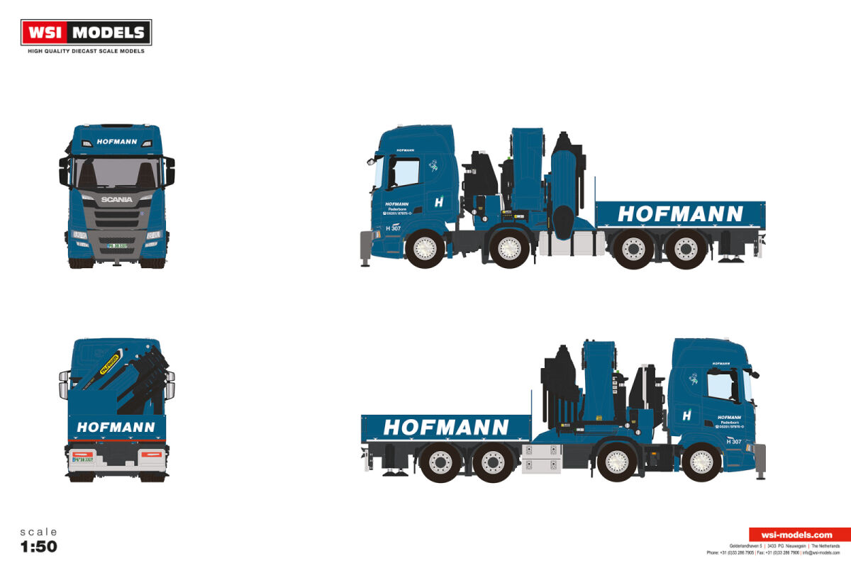 01-5248 - WSI - Scania R Highline 8x4 Kranwagen mit Pritsche - Hofmann - D