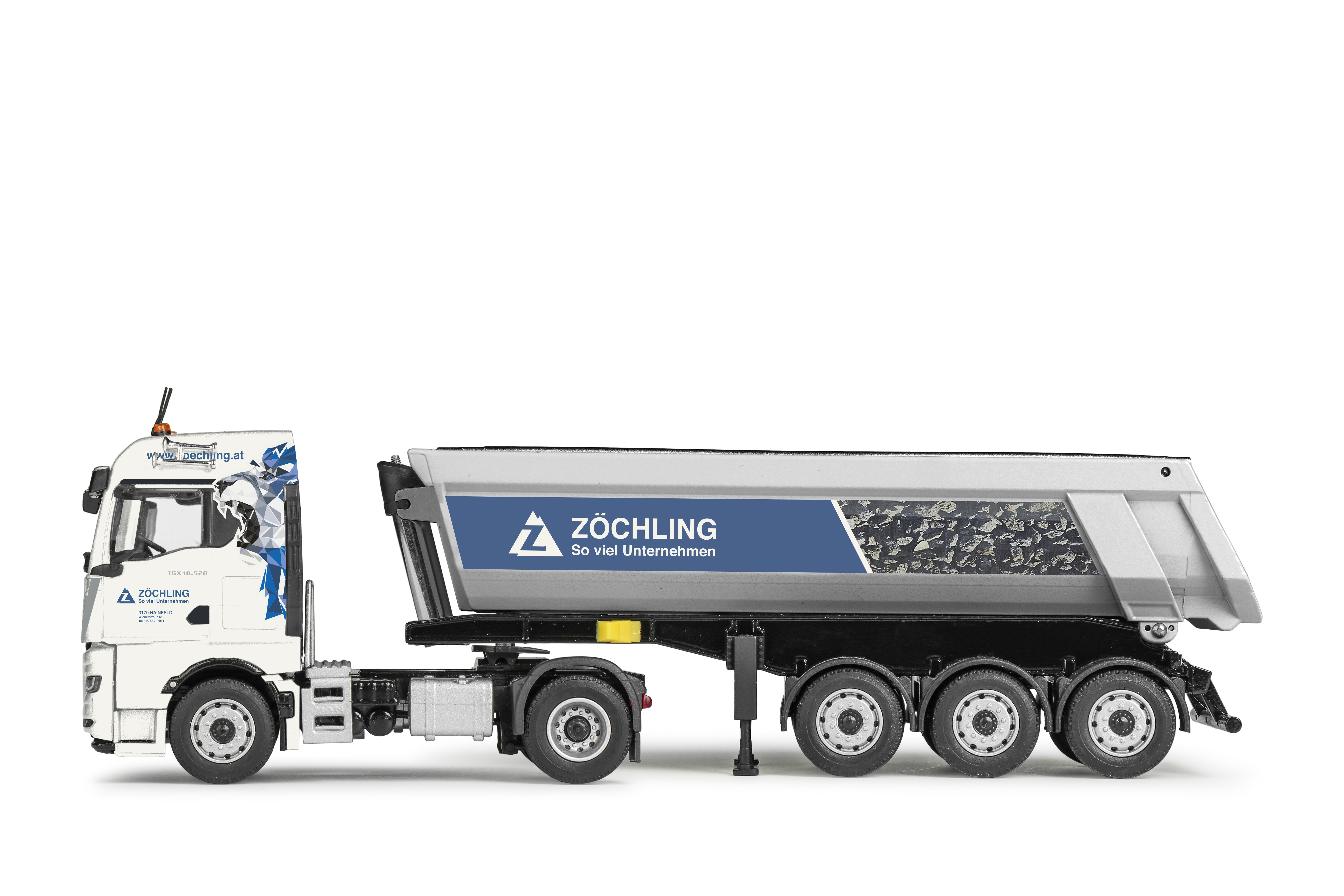 80231-4 - Conrad - MAN TGX GM Sattelzug mit SCHWARZMÜLLER Rundmulden Sattelkipper - Zöchling