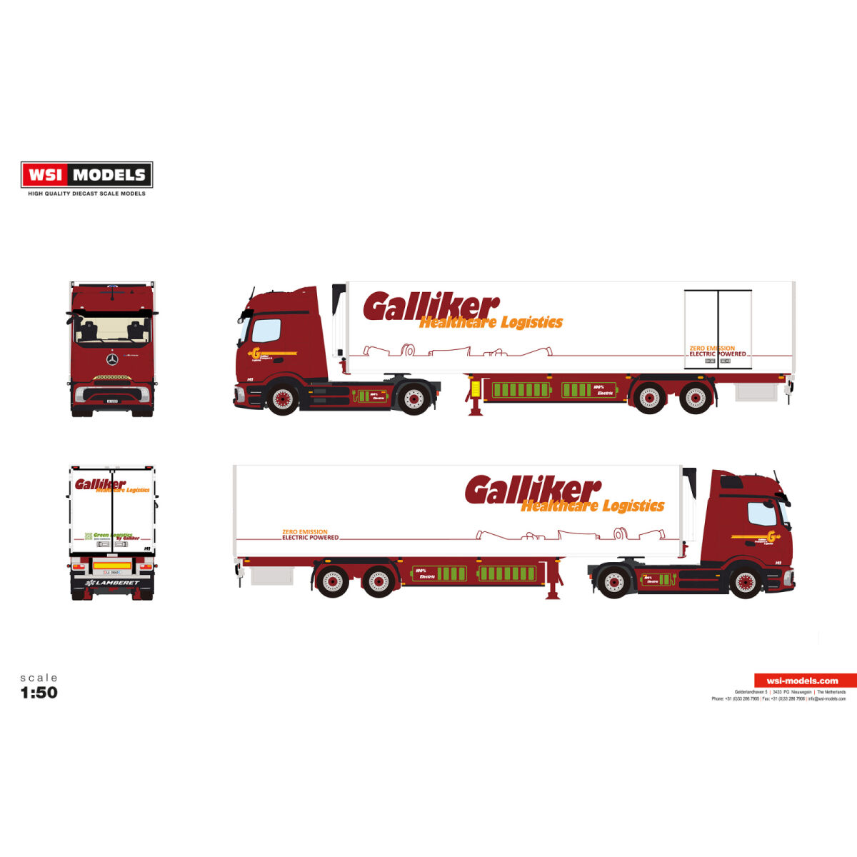 01-5320 - WSI - Mercedes-Benz E Actros 600 Procabine mit 2achs Kühlkoffer - Galliker - CH