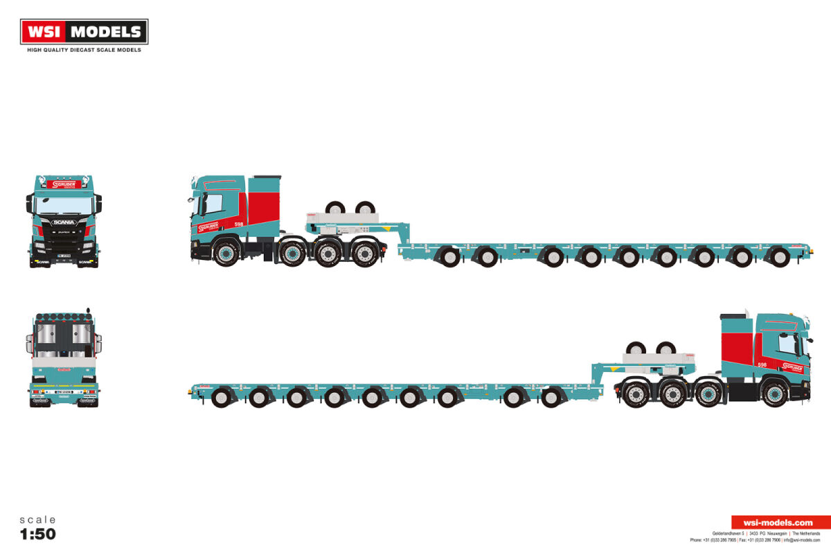 01-5265 -WSI - Scania R Highline CR20H 8x4 Manoovr  7 achs mit 2achs Dolly " Gruber "