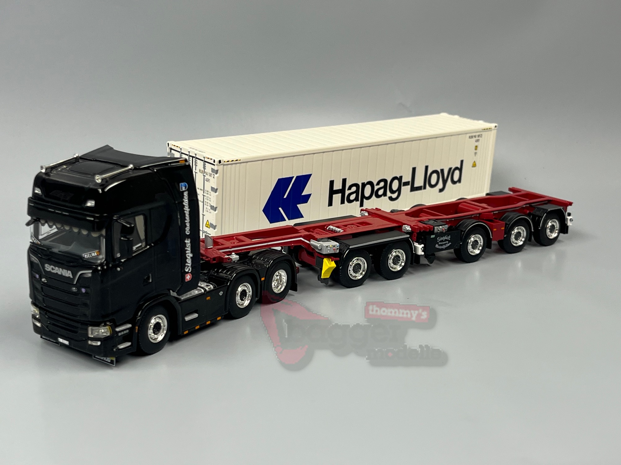 02-3359 - WSI - Scania S Highline CS20H Kombianhänger – 5 Ach + 40-Fuß-Kühlcontainer -Siegrist Thermoking Hapag Lloyd- CH